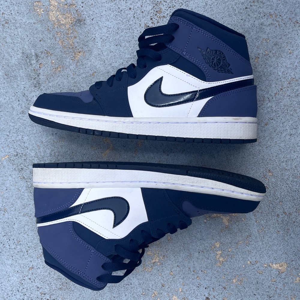 Nike Air Jordan 1 Mid Sneakers - Dark Blue Purple